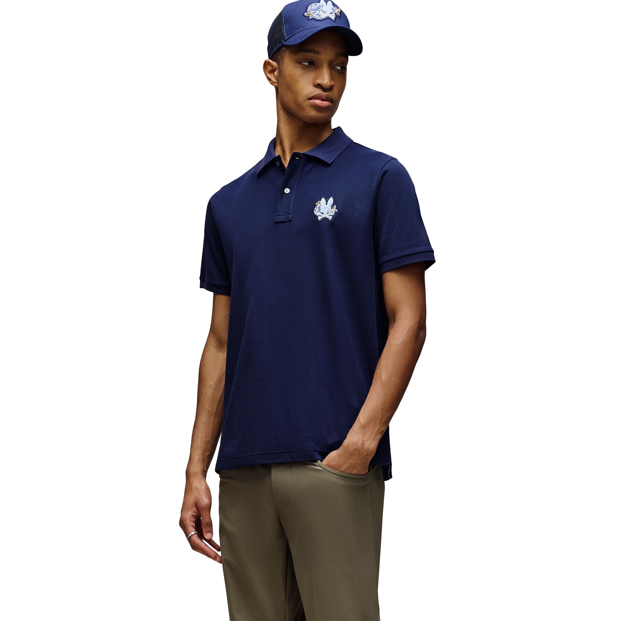Psycho Bunny Auguste Pique Mens Polo Shirt Evening Blue